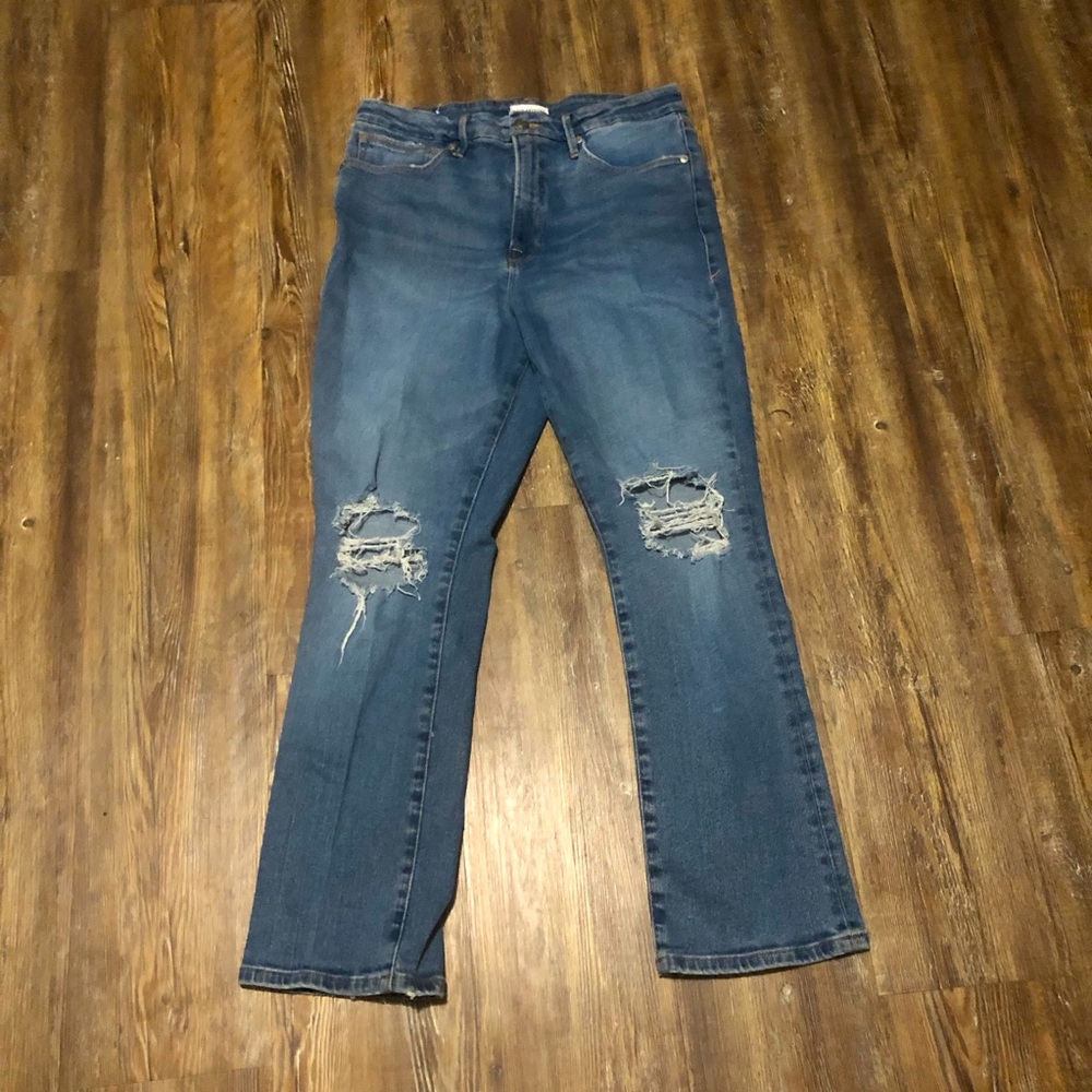 Good American Blue Straight Leg Jeans